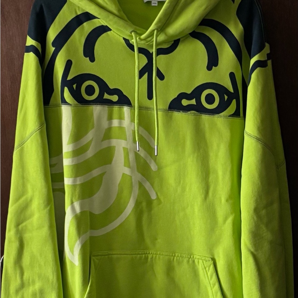 Kenzo Neon Green and Navy Graphic Hoodie